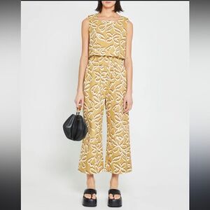 Kourt Willow print set neutral top pants small s resort wear